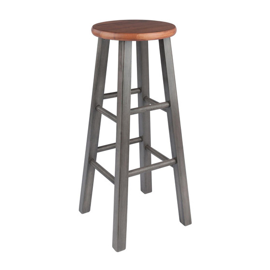 Ivy Bar Stool, Rustic Teak & Gray