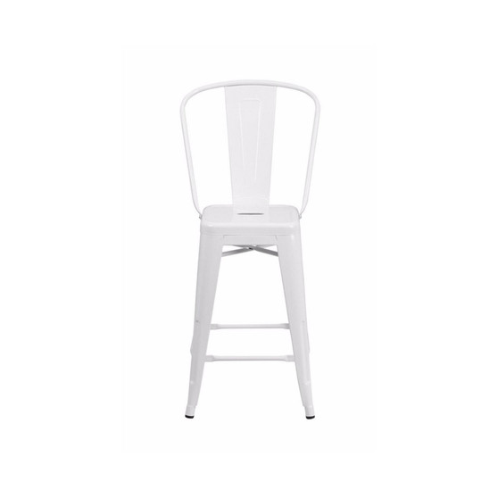 24" High Metal Indoor-Outdoor Counter Height Stool with Back