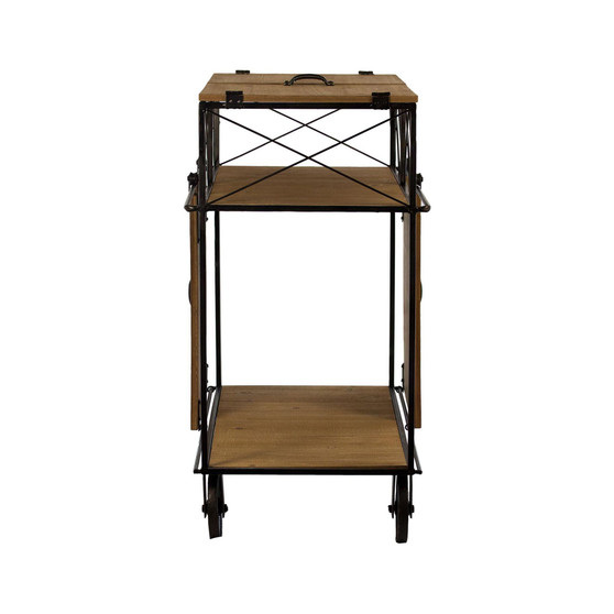 American Art Decor Rustic Barn Door Rolling Bar Cart