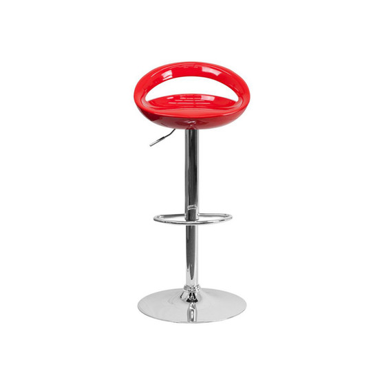 Contemporary Plastic Adjustable Height Bar Stool with Chrome Base