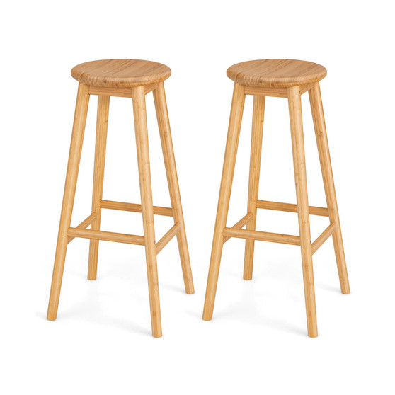 Set of 2 Bamboo Barstools 31'' Backless Pub Dining Chairs