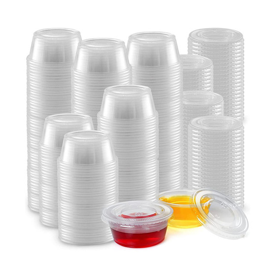 200 Pack 3.25oz Clear Jello Shot Cups with Lids - Disposable Condiment
