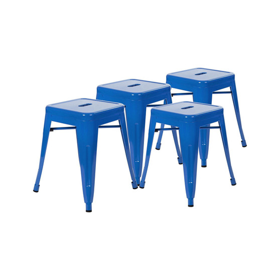Kai Commercial Grade 18"H Stackable Backless Metal Indoor Dining Stool/Restaurant Stool, Set of 4