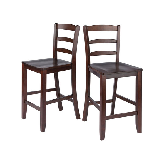 Transitional Benjamin 2-Pc Ladder-back Counter Stool Set, Walnut