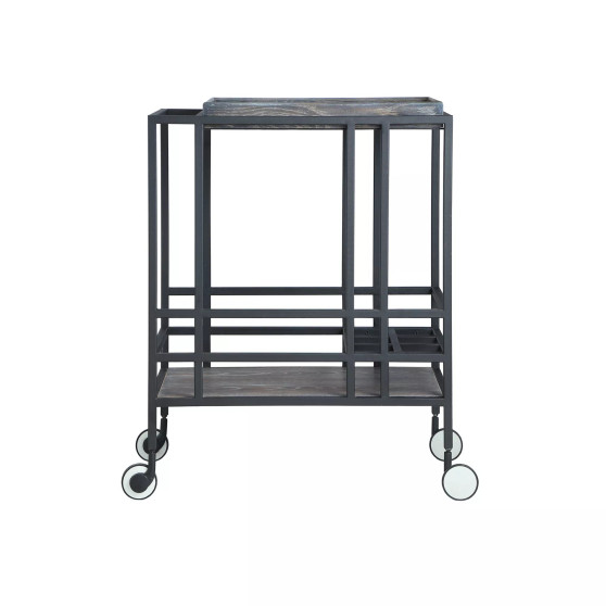 Ron Serving Bar Cart with Metal Frame and Casters