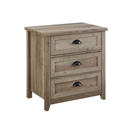 25" 3 Drawer Cup Handle Framed Nightstand