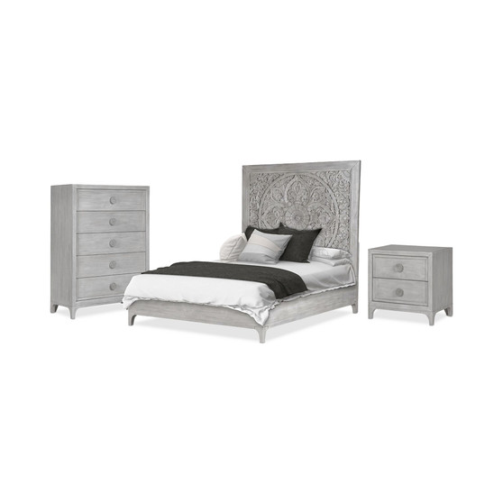 Boho Chic California King 3-Pc. Bedroom set (Bed, Chest & Nightstand)
