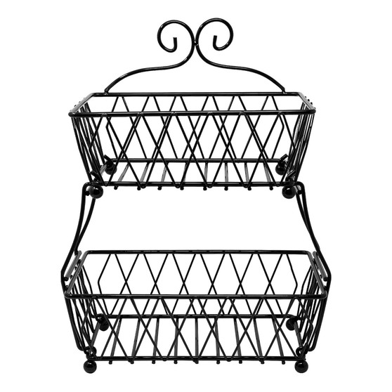 2-Tier Wire Basket Stand