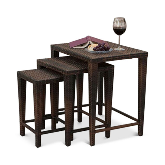 Aldin Set of 3 Outdoor Wicker Nested Tables