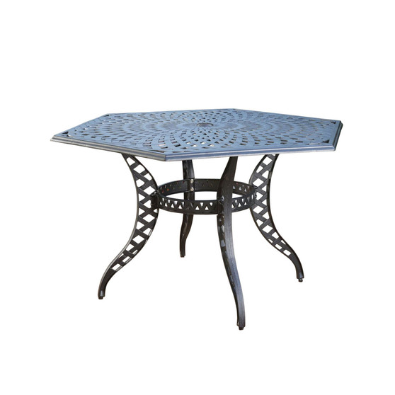 Cayman Traditional Outdoor Cast Hexagonal Dining Table