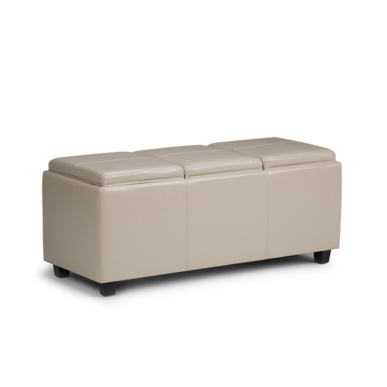 Avalon Faux Leather Storage Ottoman with 3 Trays