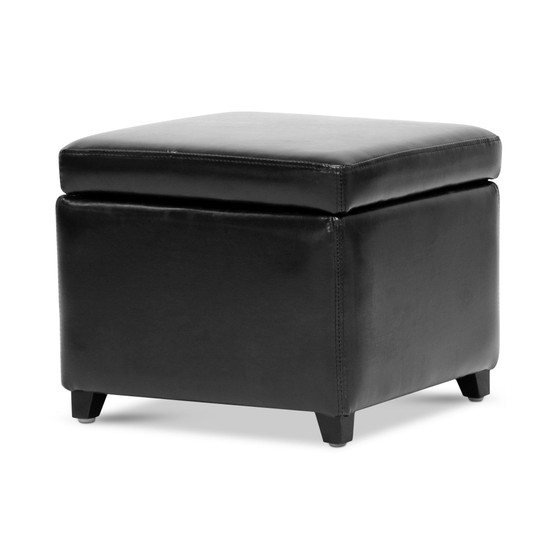 Brant Small Faux Leather Storage Cube Ottoman