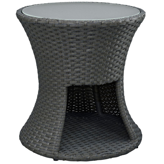 Sojourn Round Outdoor Patio Side Table in Chocolate