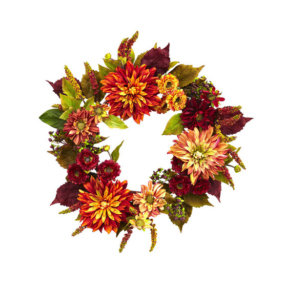 22" Dahlia and Mum Wreath