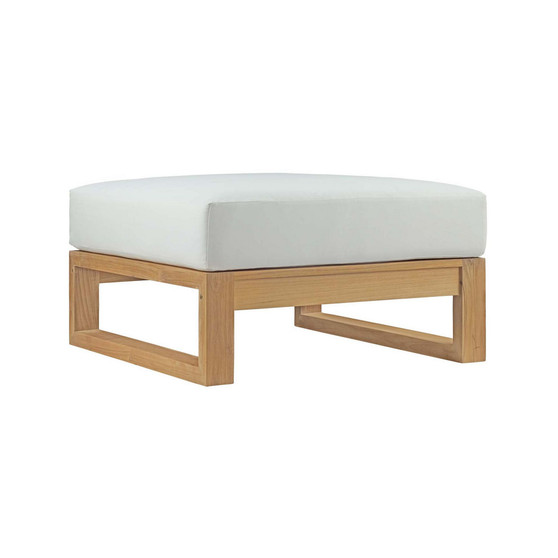 Upland Outdoor Patio Teak Ottoman White