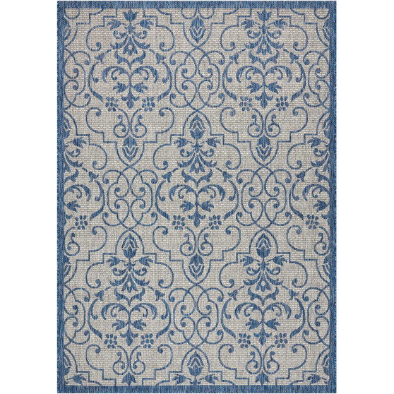 Country Side CTR04 Ivory and Blue 3'6" x 5'6" Outdoor Area Rug
