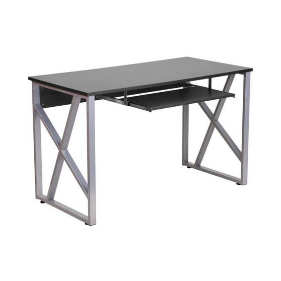 Computer Desk With Pull-Out Keyboard Tray And Cross-Brace Frame