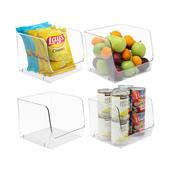 Stackable Square Pantry Bin Set, 4 Pieces