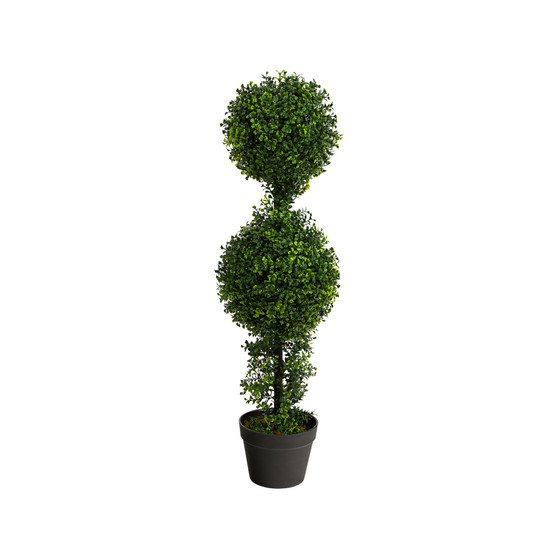 34" Boxwood Double Ball Topiary Artificial Tree Indoor/Outdoor