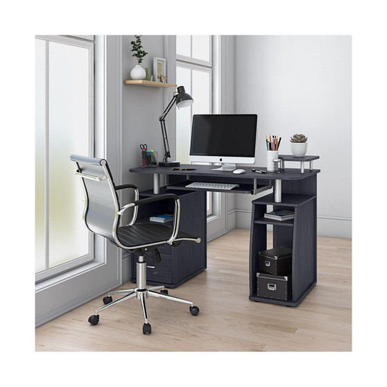 Complete Computer Workstation Desk With Storage, Espresso