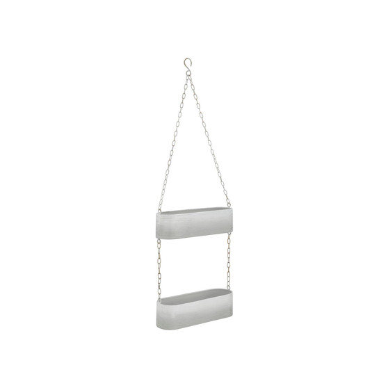 Two-Tier Hanging Metal Trough Wall Planter