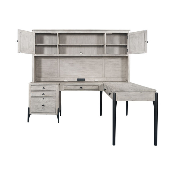 Zane 4PC Modular Desk Set (Modular Keyboard Tray, Writing Desk, Modular File and Hutch)