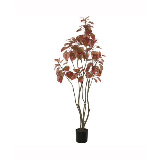 4' Artificial Red Potted Rogot Rurple Tree With 177 Leaves