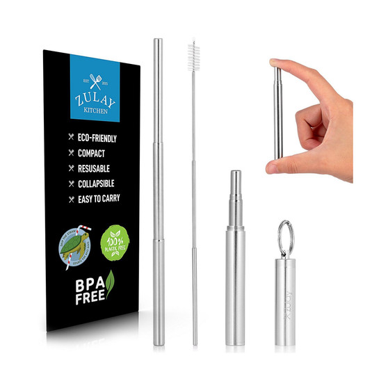 Collapsible Straw with Case and Cleaning Tool