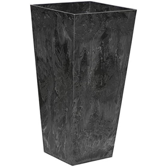 35138 Artstone Ella Tall Square Planter Black -13.5 Inch