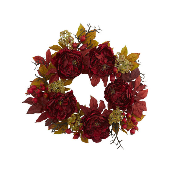 24" Peony Sedum Wreath