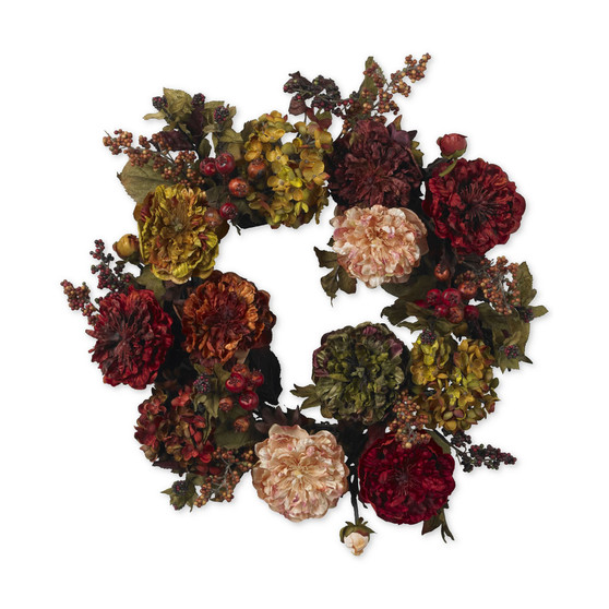22" Autumn Hydrangea & Peony Wreath