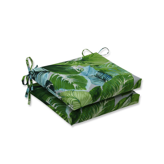 Lush Leaf Jungle Squared Corners Seat Cushion, Set of 2