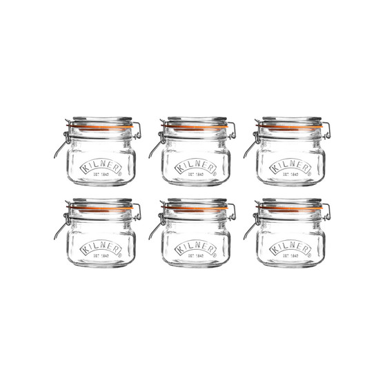 Square Clip Top Jar 17 oz, Set of 6