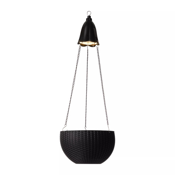 Solar Lighted Plastic Hanging Planter, 30"