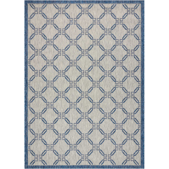 Country Side CTR02 Ivory and Blue 3'6" x 5'6" Outdoor Area Rug