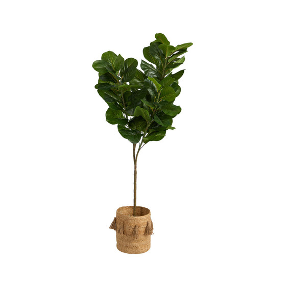 6' Fiddle Leaf Fig Artificial Tree in Planter with Tassels
