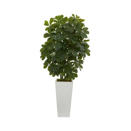 40" Schefflera Artificial Plant in White Vase - Real Touch