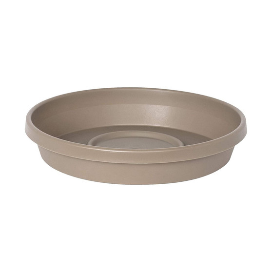 Terra Round Plastic Saucer for Planters, Pebble Stone, 14 inches
