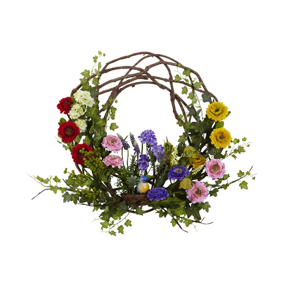 22" Spring Floral Wreath