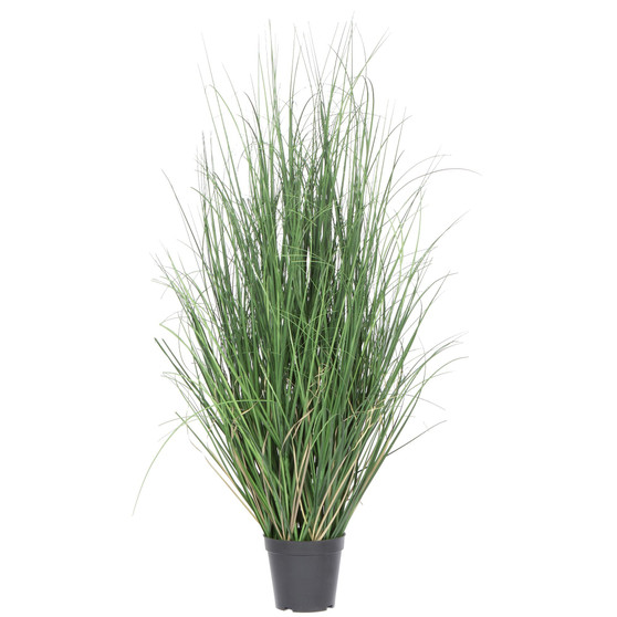 36" Artificial Potted Green Curled Grass