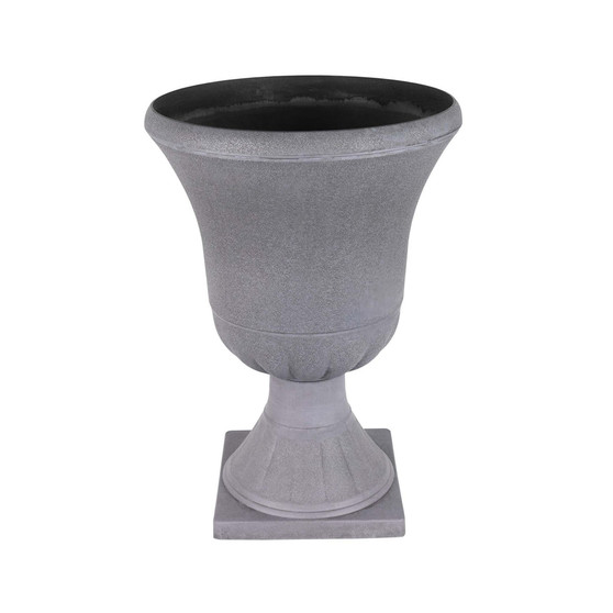 Outdoor Urn Plastic Planter Cement Colored 15 Inches