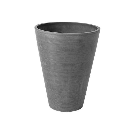 Valencia Round Flower Pot Planter Textured Charcoal 14 Inch