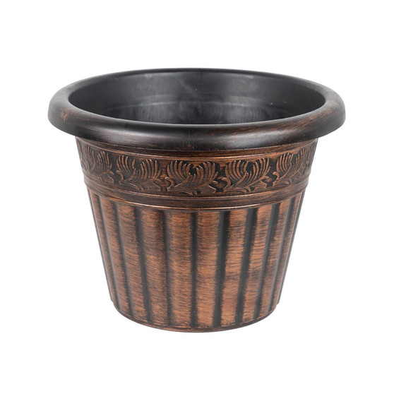 Outdoor Dragon Banded Plastic Planter Bronze 13 Inches