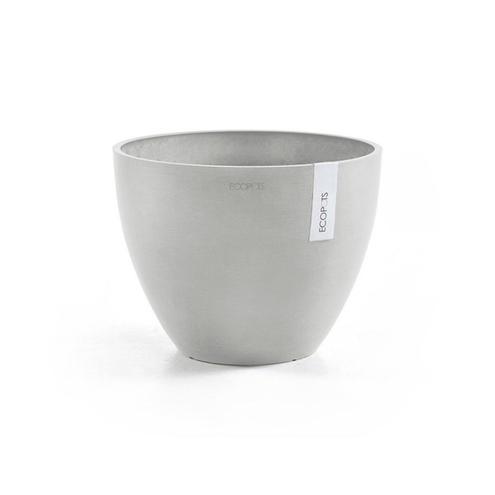 Antwerp Recycled Plastic Planter, White Grey, 16 Inches
