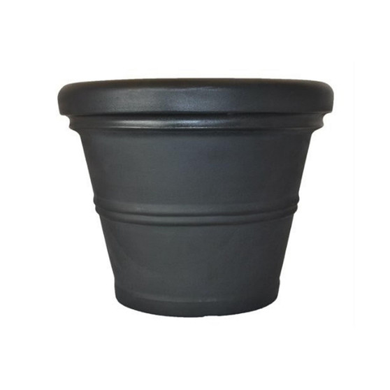 Rolled Rim Round Planter Black 20” D x 16” H