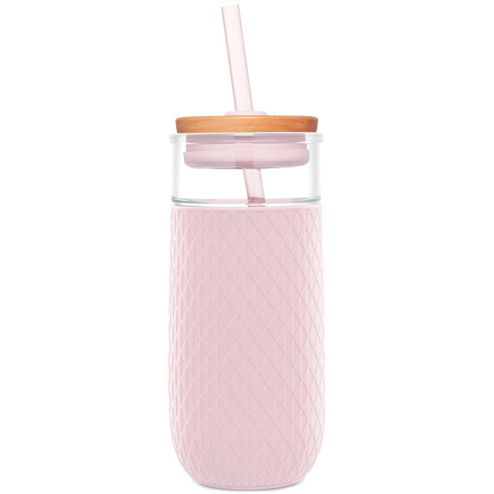 Devon 18-Oz. Glass Tumbler with Silicone Protection & Straw