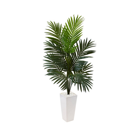 4.5' Kentia Palm Artificial Tree in White Tower Planter