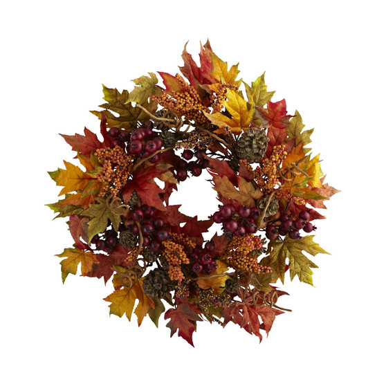 24" Maple and Berry Wreath