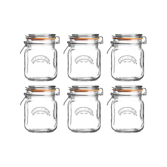 Square Clip Top Jar 34 oz, Set of 6