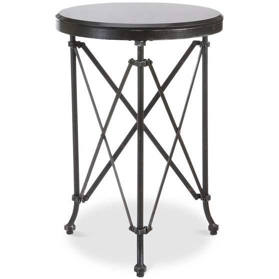 Round Metal Table with Marble Top